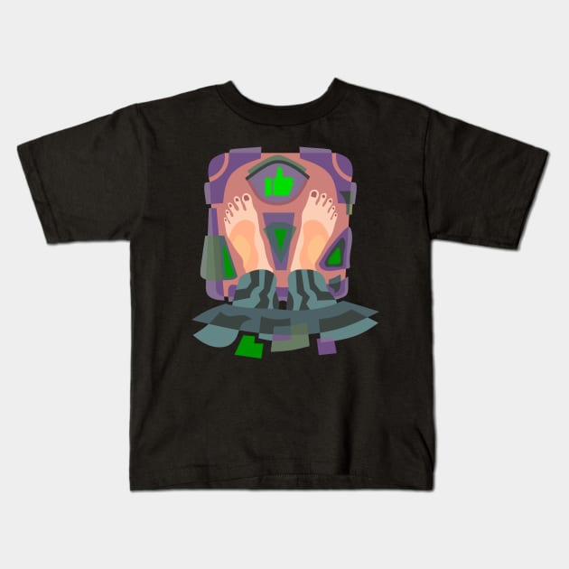 A PERSON STANDING ON WEIGHING MACHINE Kids T-Shirt by STYLIZED ART